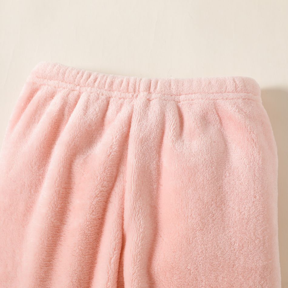 Toddler Teddy Bear Applique Long-sleeve Flannelette Set Pink