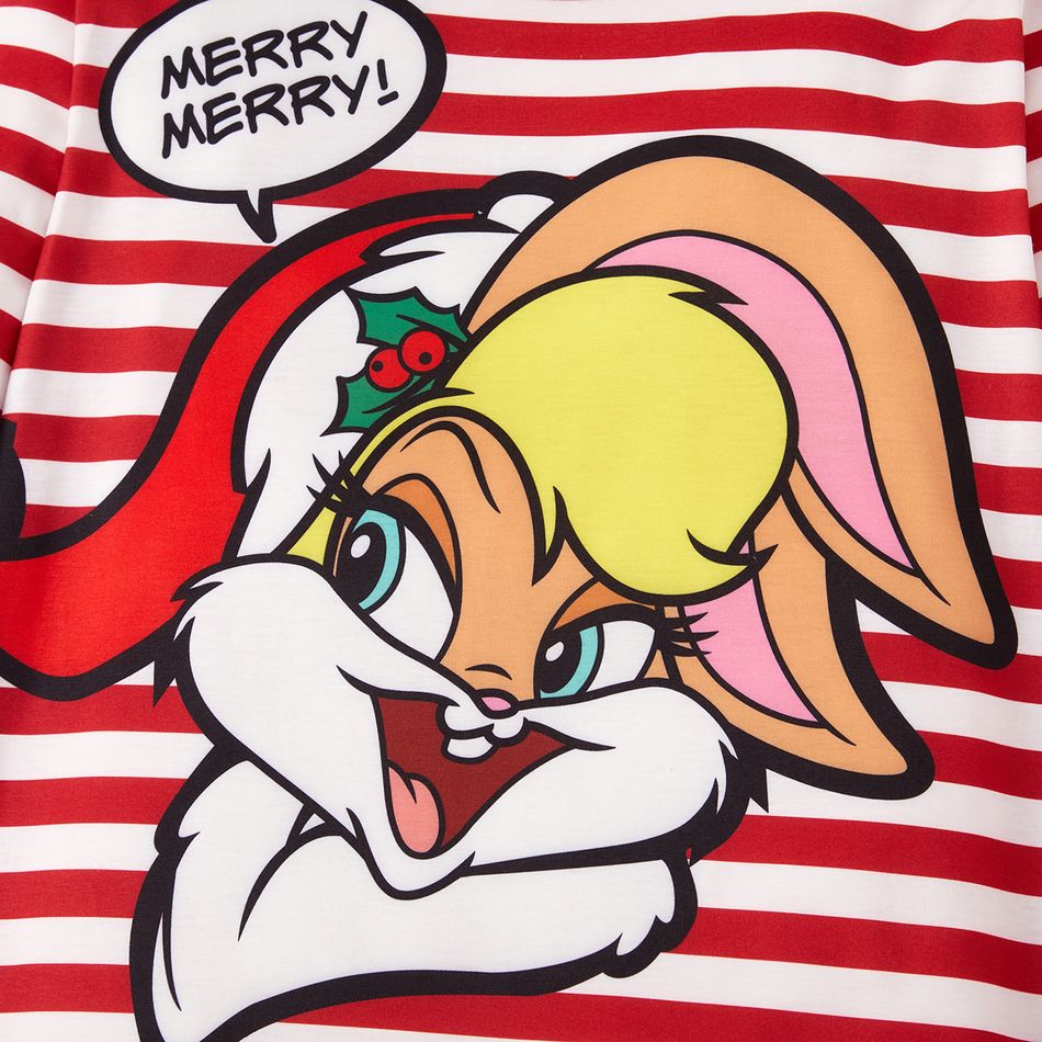 Tom and Jerry Family Matching Christmas Red Striped Cartoon Print Long-sleeve Pajamas Sets (Flame Resistant) Red big image 7
