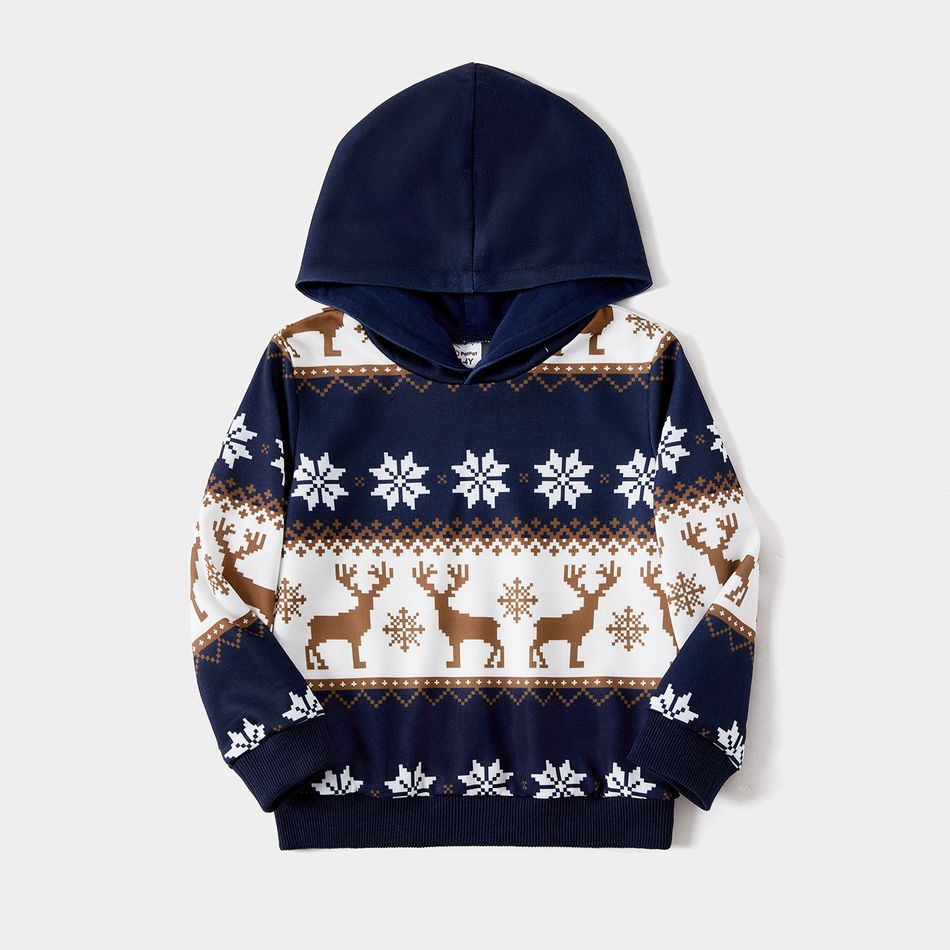 Christmas Family Matching Allover Deer & Snowflake Print Long-sleeve Hoodies ColorBlock big image 8