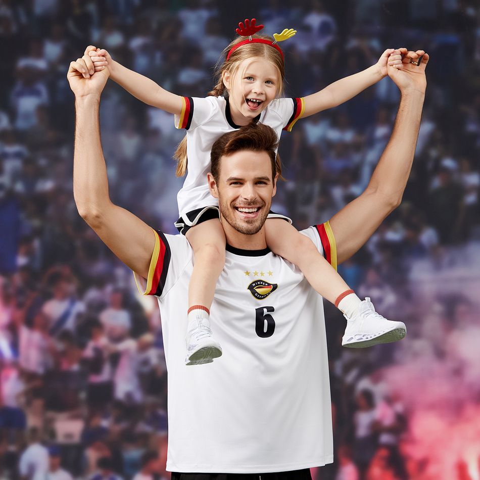 Family Matching Short-sleeve Graphic White Football T-shirts (Germany) Color block big image 5