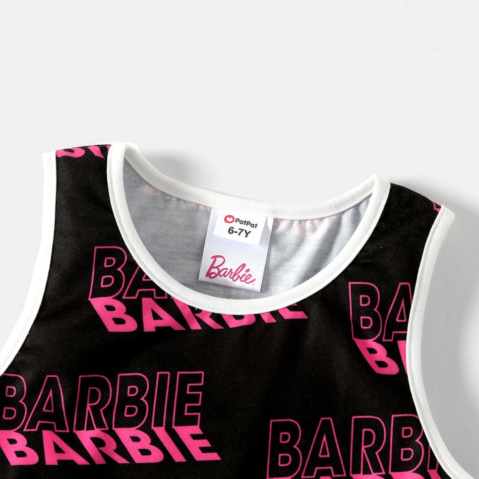 Barbie 2pcs Kid Girl Letter Print Sleeveless Dress and Cotton Sweatshirt Set Roseo big image 3