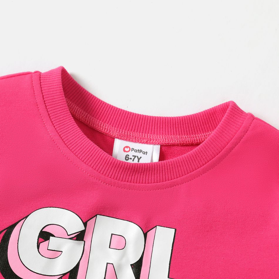 Barbie 2pcs Kid Girl Letter Print Sleeveless Dress and Cotton Sweatshirt Set Roseo big image 5