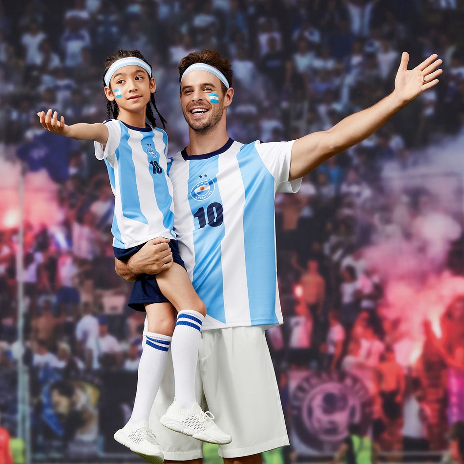 Family Matching Short-sleeve Graphic Blue Football T-shirts (Argentina) Blue big image 4