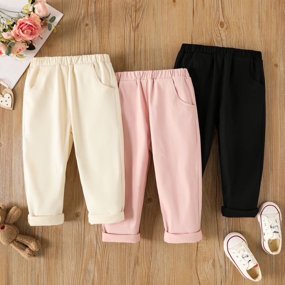 Toddler Girl/Boy Basic Solid Color Elasticized Pants Pink big image 6