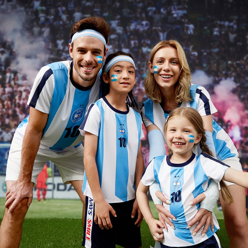 Family Matching Short-sleeve Graphic Blue Football T-shirts (Argentina) Blue