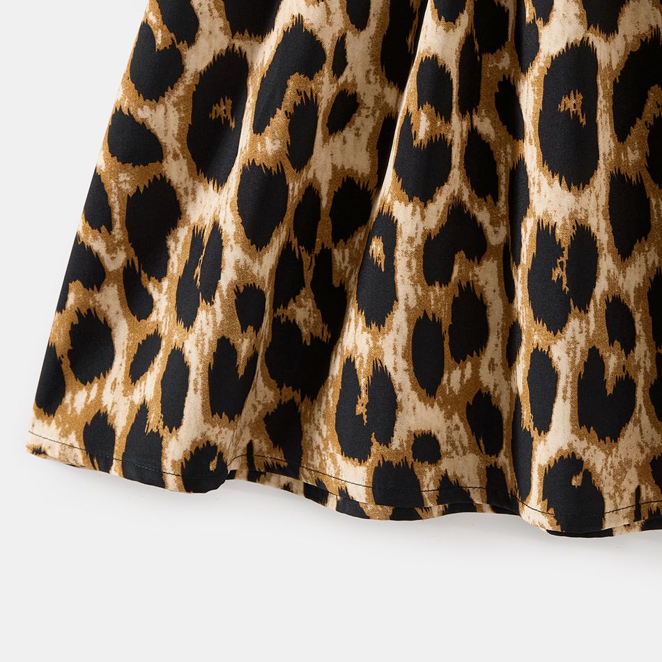 Family Matching Black Leopard Spliced Dresses and Long-sleeve Colorblock Sweatshirts Sets ColorBlock big image 5