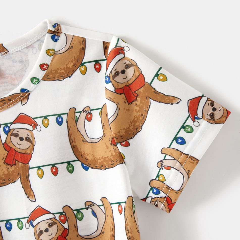 Christmas Family Matching Allover Sloth Print Cami Dresses and Short-sleeve T-shirts Sets Multi-color big image 12
