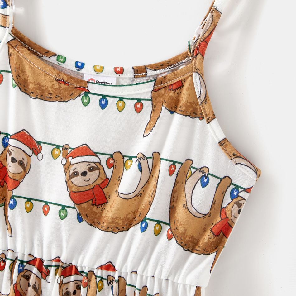 Christmas Family Matching Allover Sloth Print Cami Dresses and Short-sleeve T-shirts Sets Multi-color big image 10