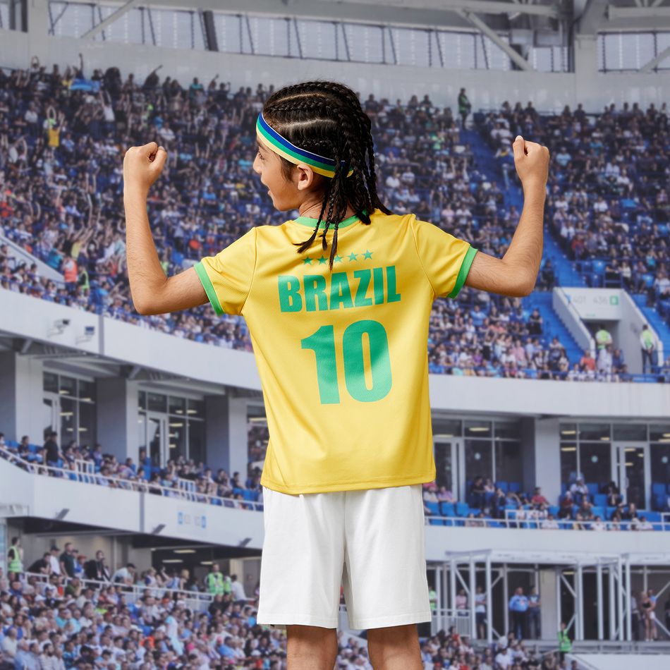 Family Matching Short-sleeve Graphic Yellow Football T-shirts (Brazil) Yellow big image 14