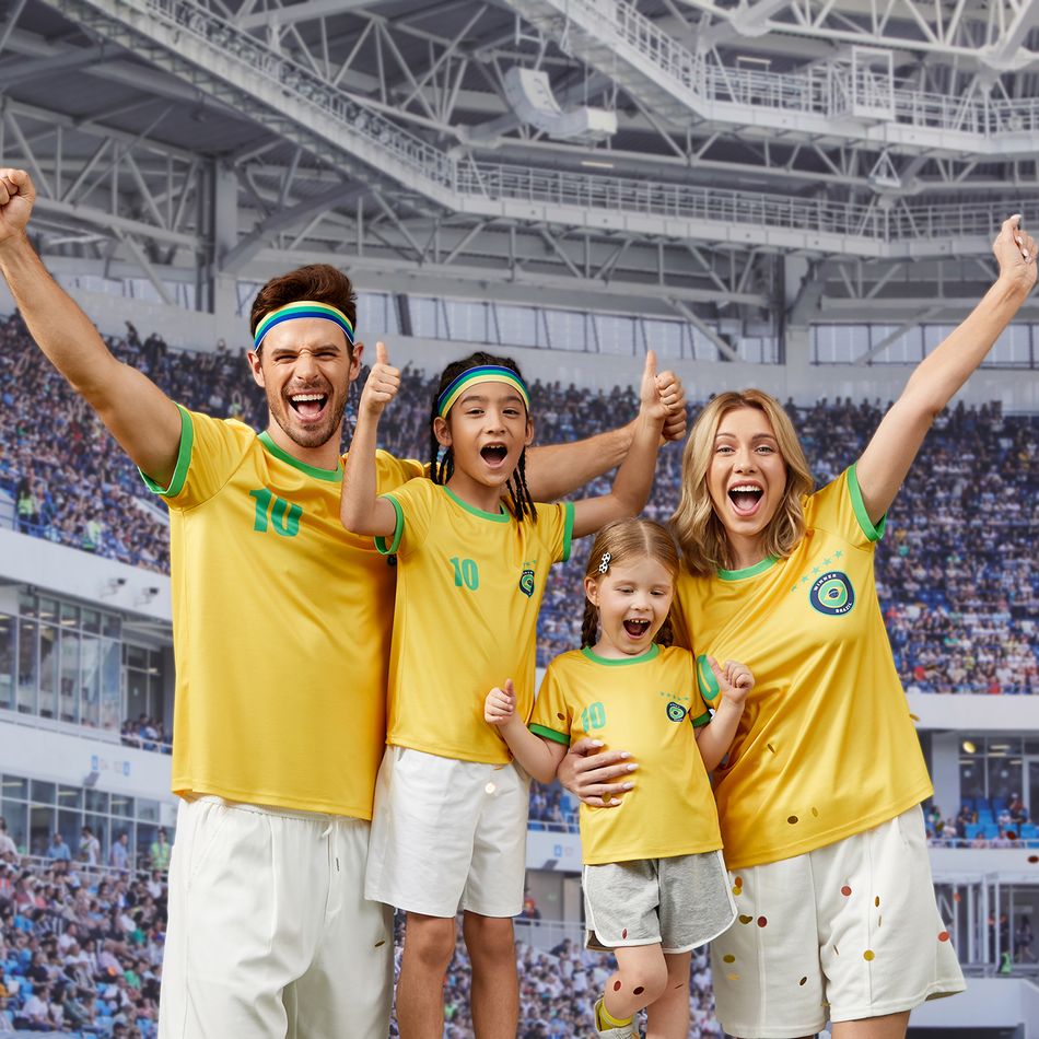 Family Matching Short-sleeve Graphic Yellow Football T-shirts (Brazil) Yellow big image 13