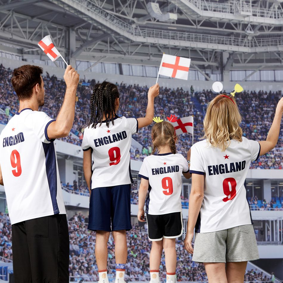 Family Matching Short-sleeve Graphic White Soccer T-shirts (England) White big image 4