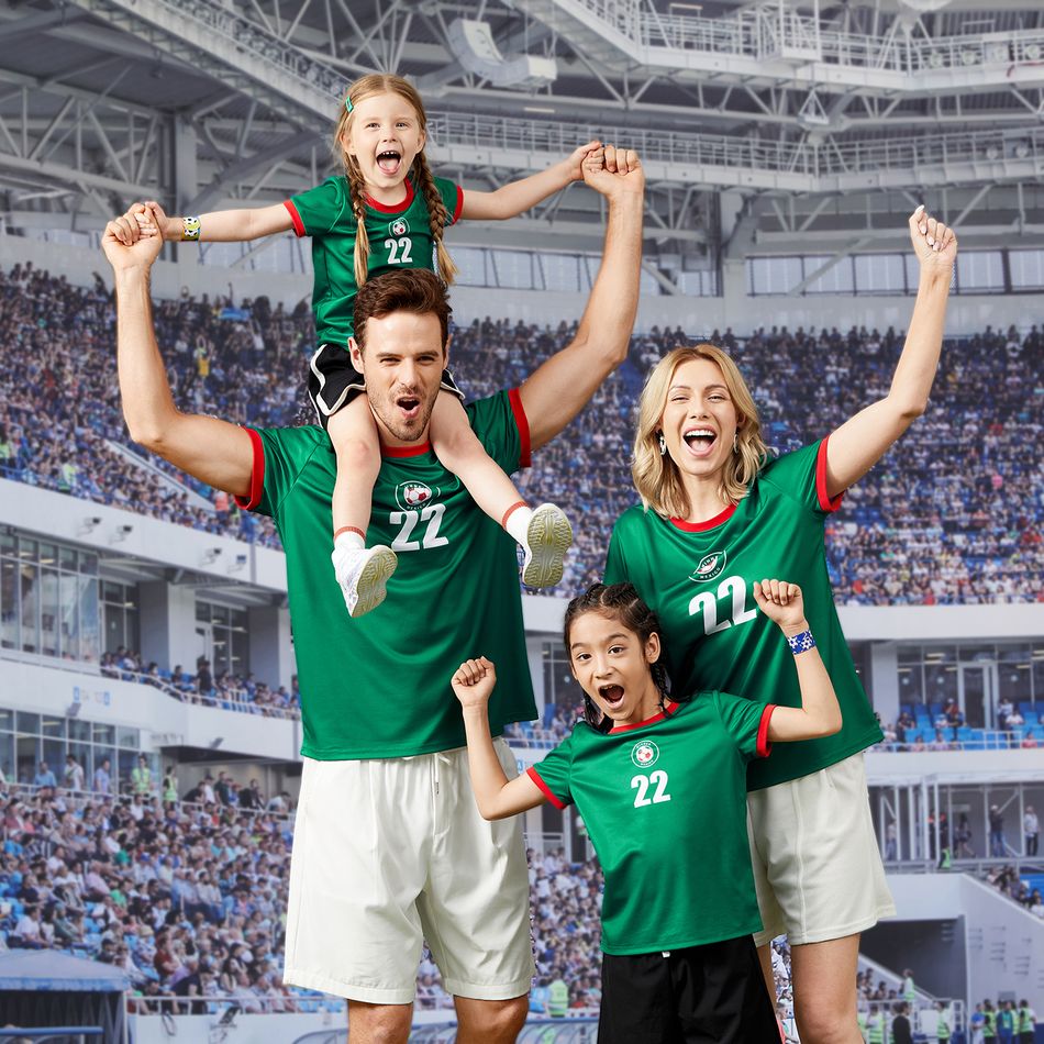 Family Matching Short-sleeve Graphic Green Soccer T-shirts (Mexico) Green big image 4