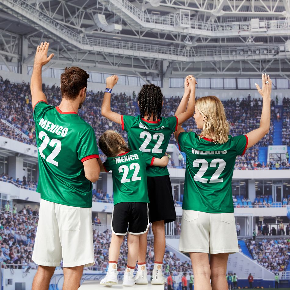 Family Matching Short-sleeve Graphic Green Soccer T-shirts (Mexico) Green big image 5