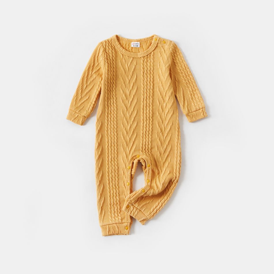 Mommy and Me Cotton Cable Knit Textured Long-sleeve Dress Colorful big image 7