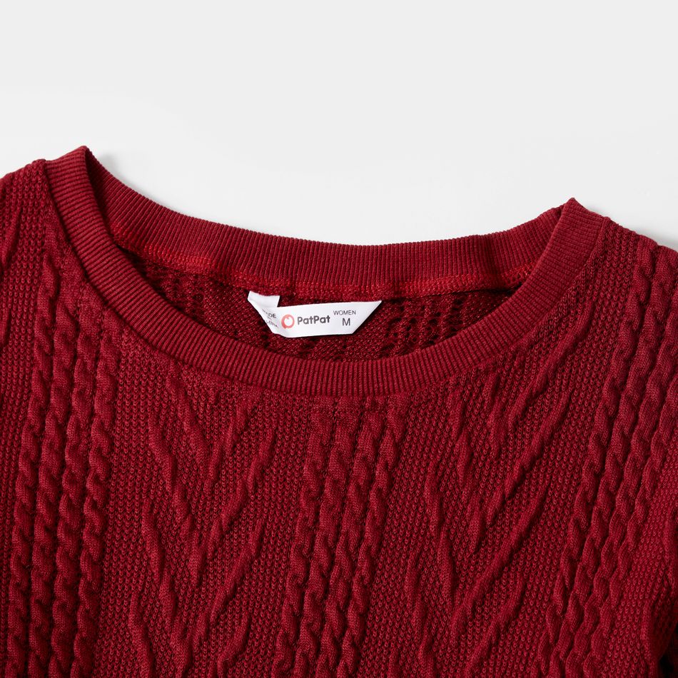 Mommy and Me Cotton Cable Knit Textured Long-sleeve Dress Colorful big image 6