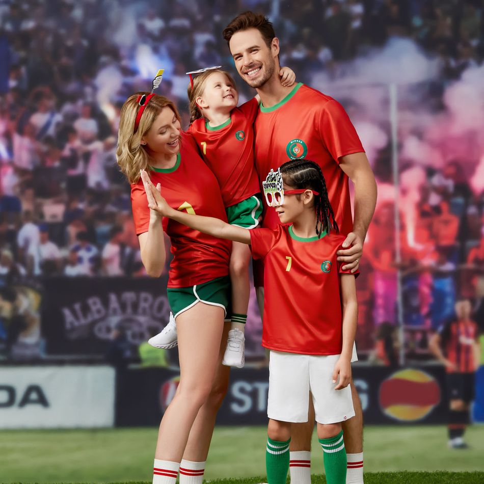Family Matching Short-sleeve Graphic Red Soccer T-shirts (Portugal) Red big image 3