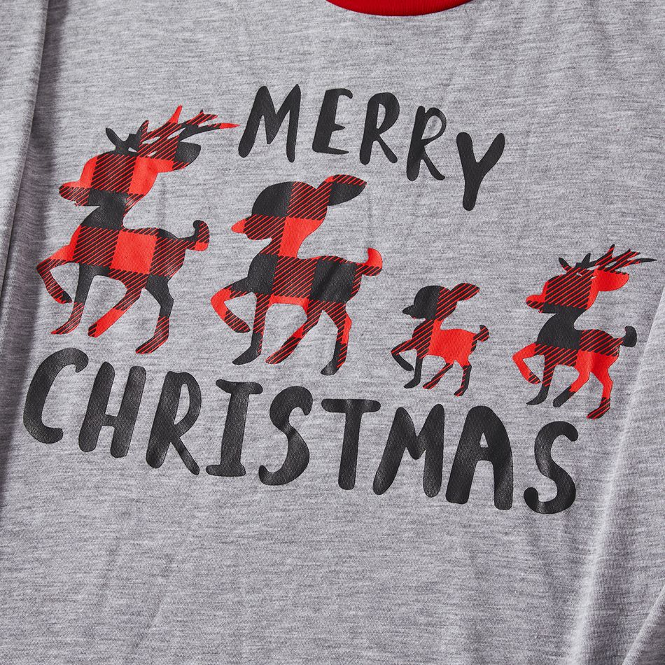 Christmas Family Matching Allover Deer & Snowflake Print Long-sleeve Pajamas Sets (Flame Resistant) MiddleAsh big image 7