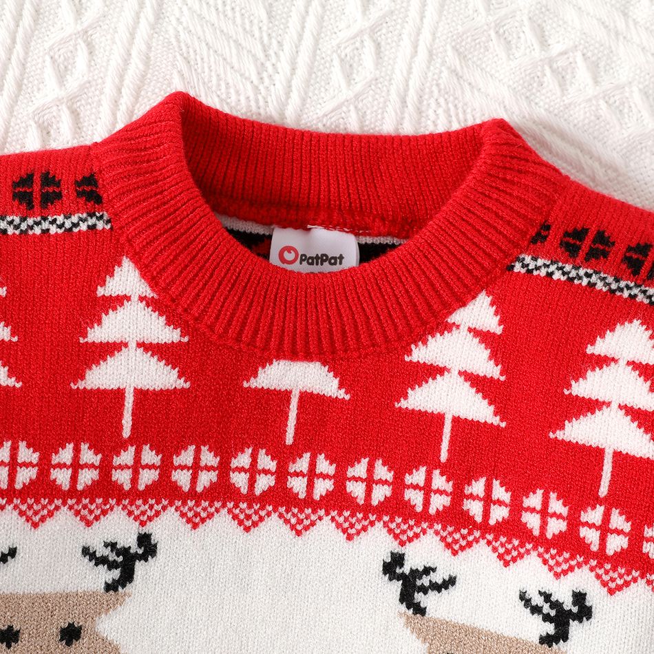 Christmas Baby Boy/Girl Allover Pattern Long-sleeve Knitted Sweater Red big image 3
