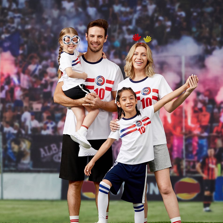 Family Matching Short-sleeve Graphic White Soccer T-shirts (USA) White big image 3