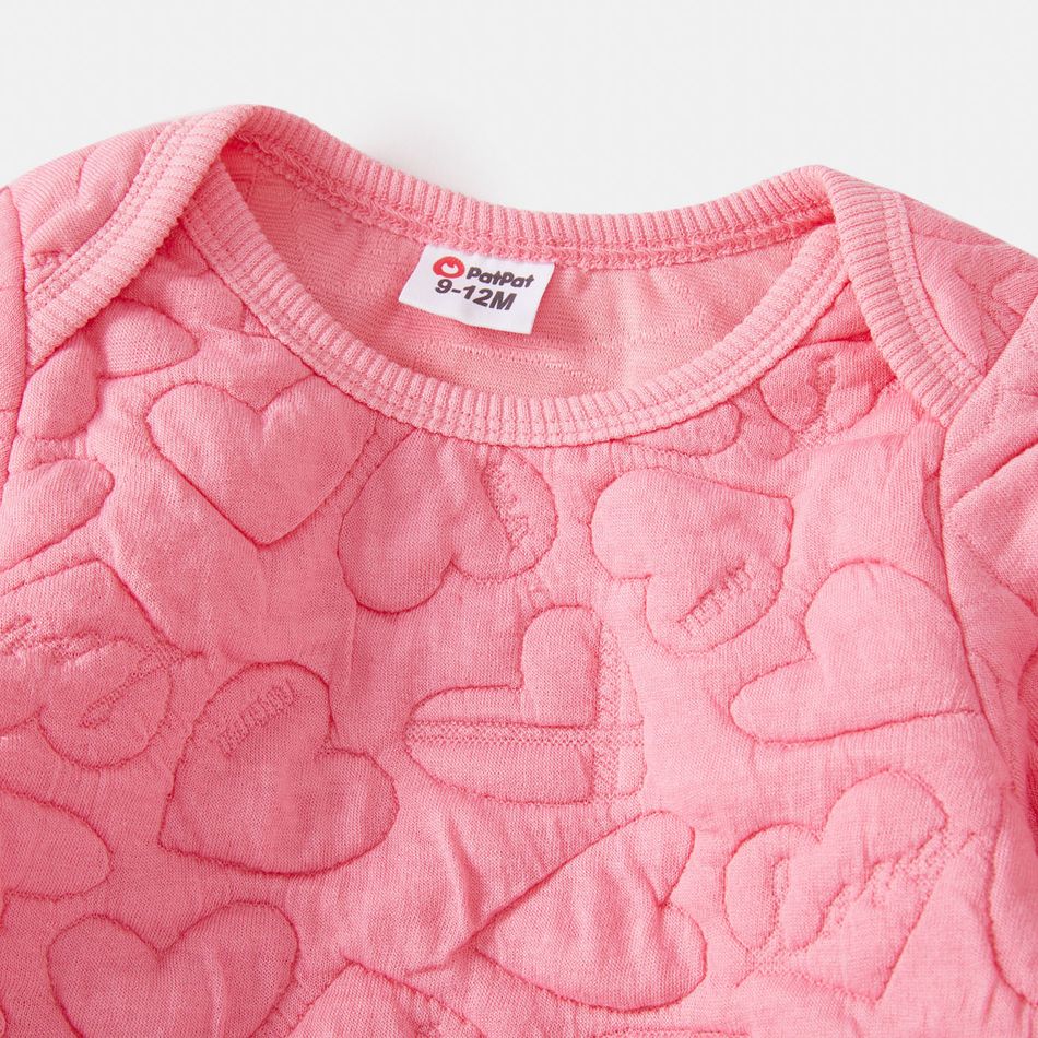 Mommy and Me Pink Heart Textured Long-sleeve Sweatshirts Pink big image 7