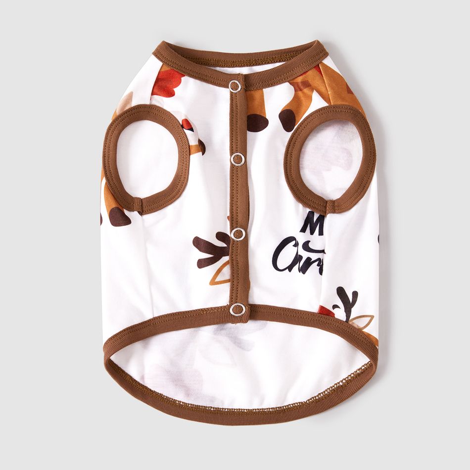 Christmas Family Matching Reindeer & Letter Print Short-sleeve Pajamas Sets (Flame Resistant) Khaki big image 12