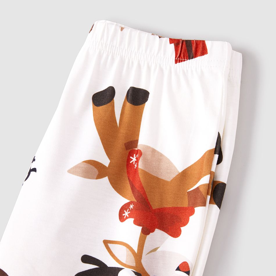 Christmas Family Matching Reindeer & Letter Print Short-sleeve Pajamas Sets (Flame Resistant) Khaki big image 6