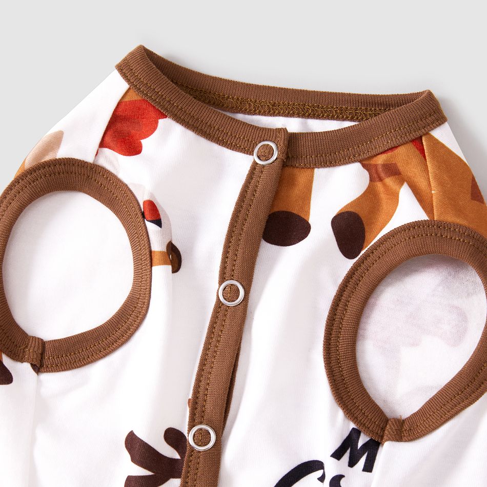Christmas Family Matching Reindeer & Letter Print Short-sleeve Pajamas Sets (Flame Resistant) Khaki big image 13