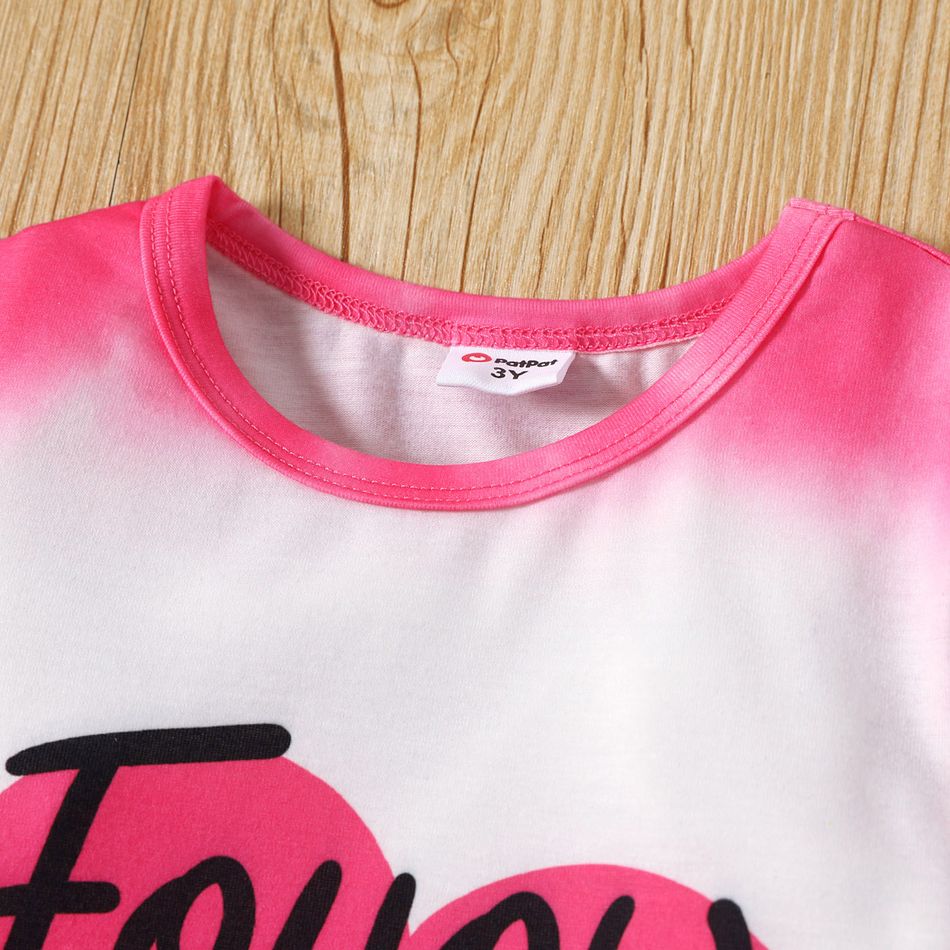 2pcs Toddler Girl Valentine's Day Heart Print Long-sleeve Tee and Leopard Print Flared Pants Set pink big image 4