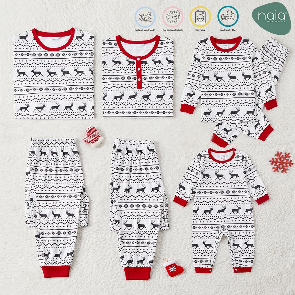 Natal Look de família Manga comprida Conjuntos de roupa para a família Pijamas (Flame Resistant) Branco big image 2