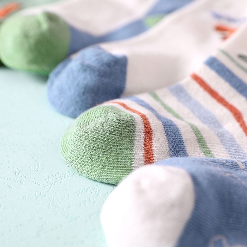 5-pairs Toddler Cartoon Dinosaur Pattern Socks Set Green