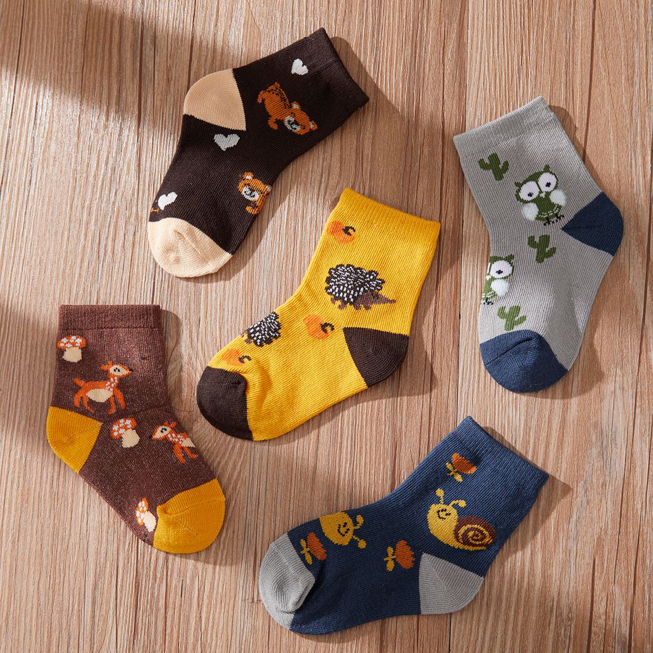 5-pairs Baby / Toddler Cartoon Animal Graphic Crew Socks Set Multi-color big image 2