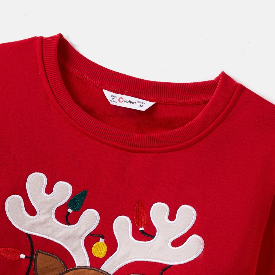 Christmas Deer Embroidered Long-sleeve Family Matching Sweatshirts Green big image 6