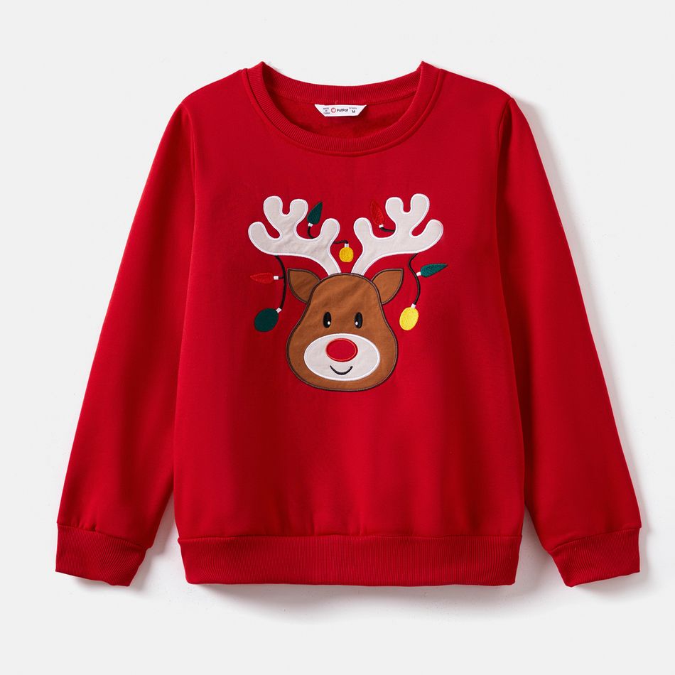 Christmas Deer Embroidered Long-sleeve Family Matching Sweatshirts Green big image 5