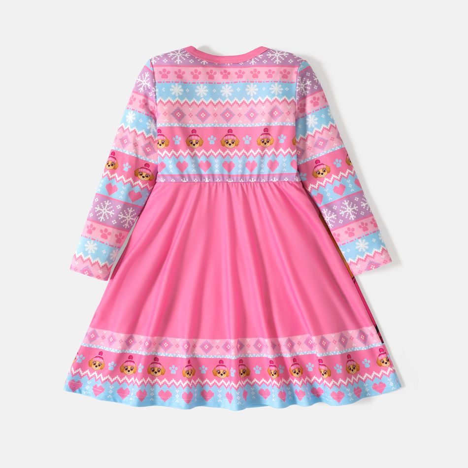 PAW Patrol Toddler Girl Christmas Allover Print Long-sleeve Dress Pink big image 6