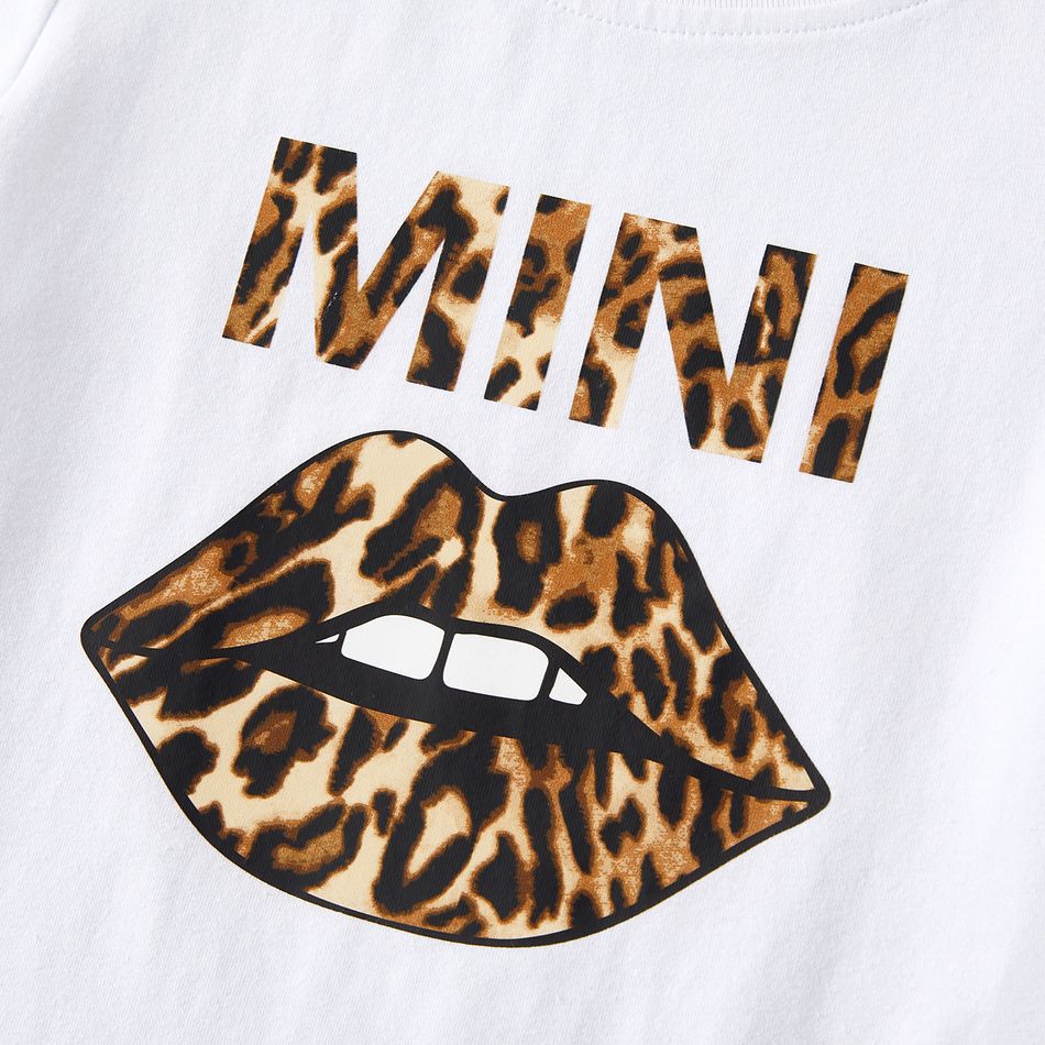Mommy and Me Cotton Short-sleeve Lips & Letter Print T-shirts and Leopard Pants Sets ColorBlock big image 8