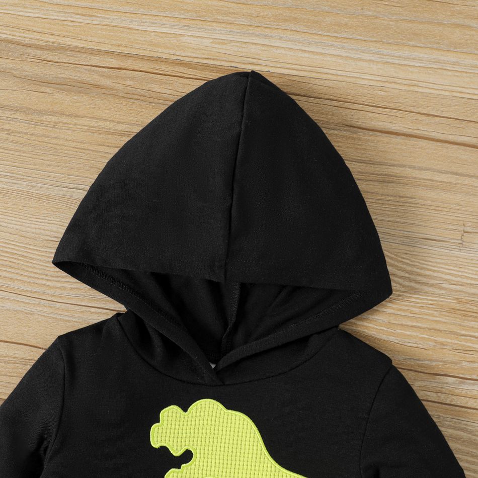 2pcs Baby Boy Dinosaur Print Long-sleeve Hoodie and Sweatpants Set ColorBlock big image 3