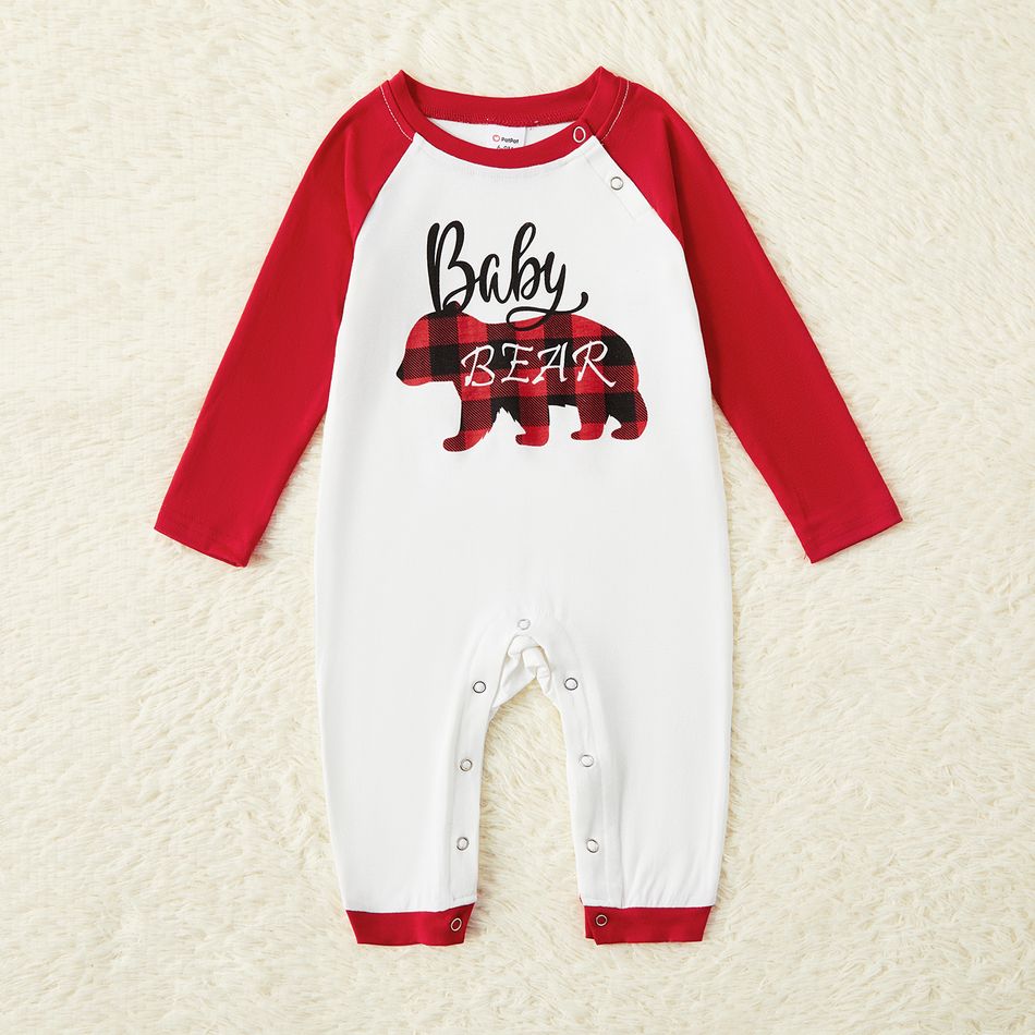 Plaid Bear Family Matching Pajamas Sets(Flame Resistant) Red/White big image 7