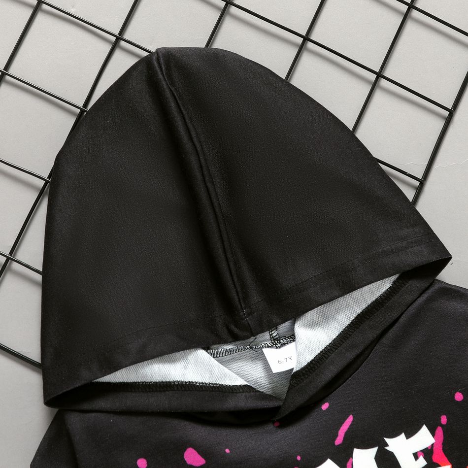 2pcs Kid Boy Game Console Print Black Hoodie Sweatshirt and Elasticized Pants Set Black big image 3