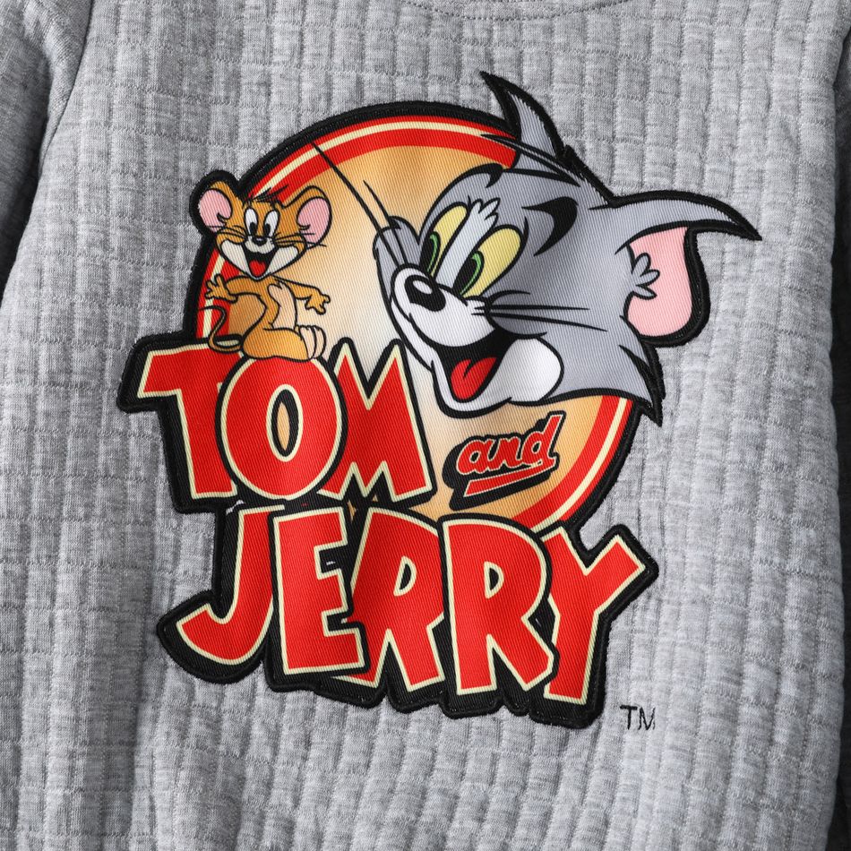 Tom and Jerry 2pcs Toddler Girl/Boy Textured Sweatshirt and Elasticized Pants Set Grey big image 3