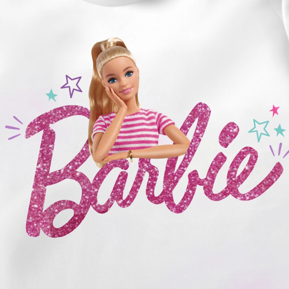 Barbie 2pcs Kid Girl Mock Neck Long-sleeve Tee and Skirt Set White big image 2