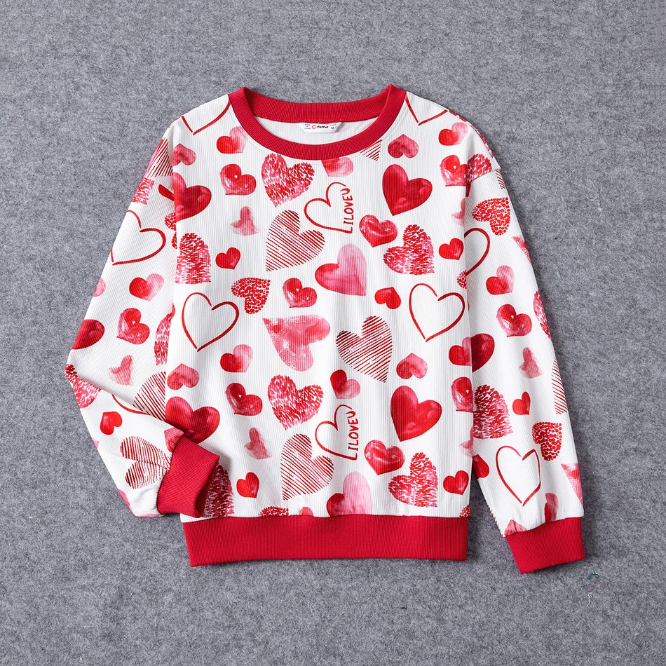 Valentine's Day Mommy and Me Allover Red Heart Print Long-sleeve Sweatshirts Red big image 2