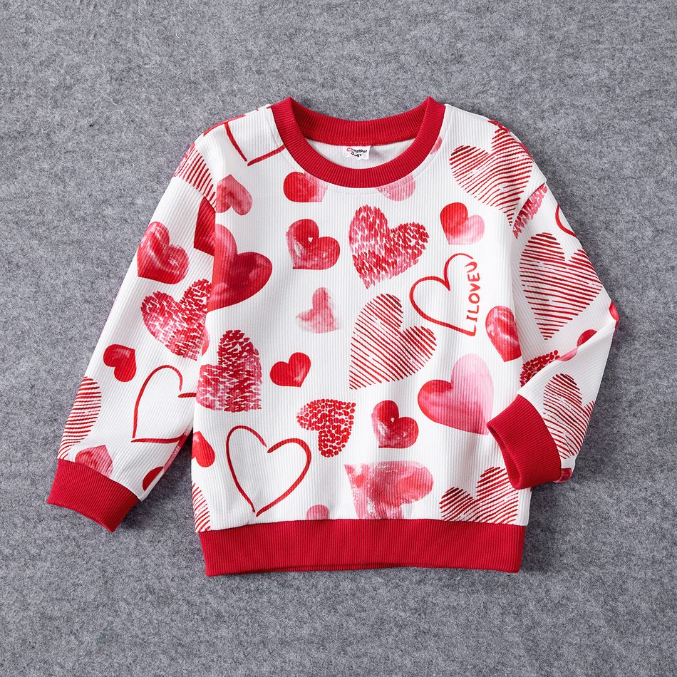Valentine's Day Mommy and Me Allover Red Heart Print Long-sleeve Sweatshirts Red big image 4