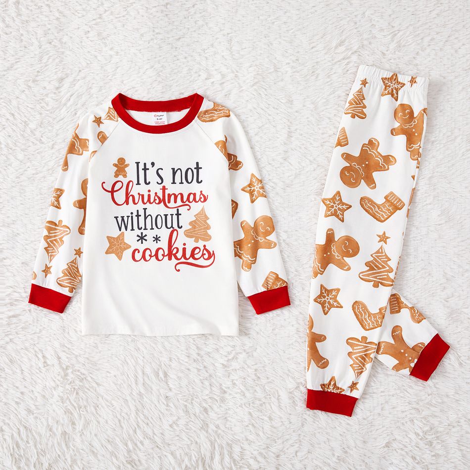 Christmas Family Matching Gingerbread Man & Letter Print Raglan-sleeve Naia Pajamas Sets (Flame Resistant) Red big image 7