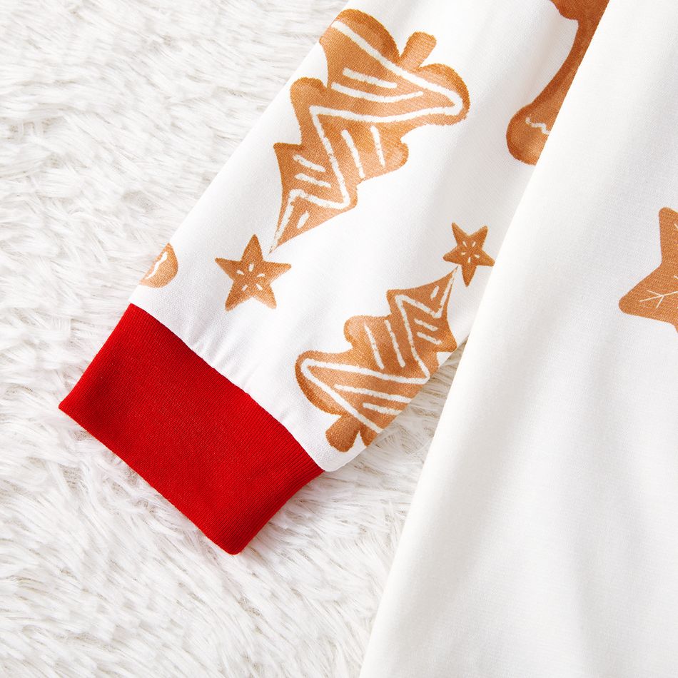 Christmas Family Matching Gingerbread Man & Letter Print Raglan-sleeve Naia Pajamas Sets (Flame Resistant) Red big image 8