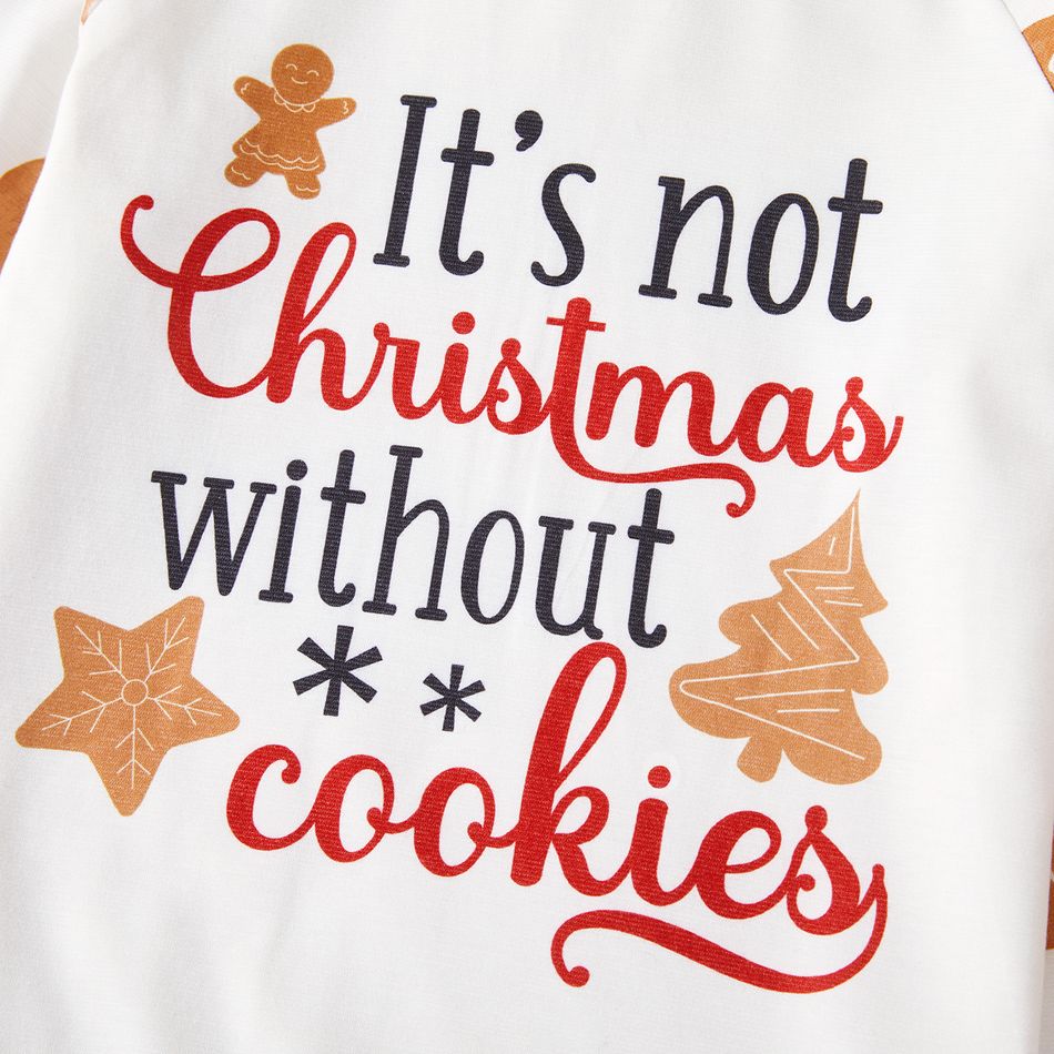 Christmas Family Matching Gingerbread Man & Letter Print Raglan-sleeve Naia Pajamas Sets (Flame Resistant) Red big image 4