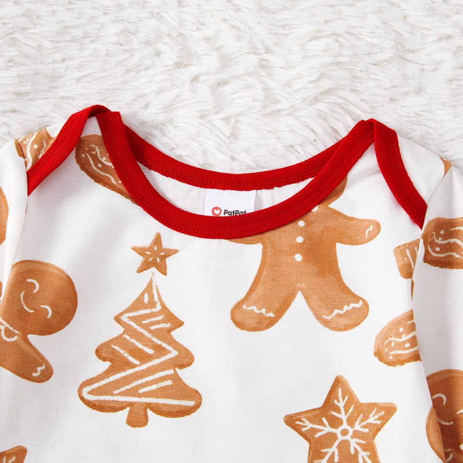 Christmas Family Matching Gingerbread Man & Letter Print Raglan-sleeve Naia Pajamas Sets (Flame Resistant) Red big image 10