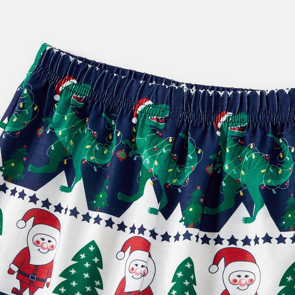 Christmas Family Matching Dinosaur Graphic Raglan-sleeve Allover Print Pajamas Sets (Flame Resistant) DeepSapphireBlue big image 4