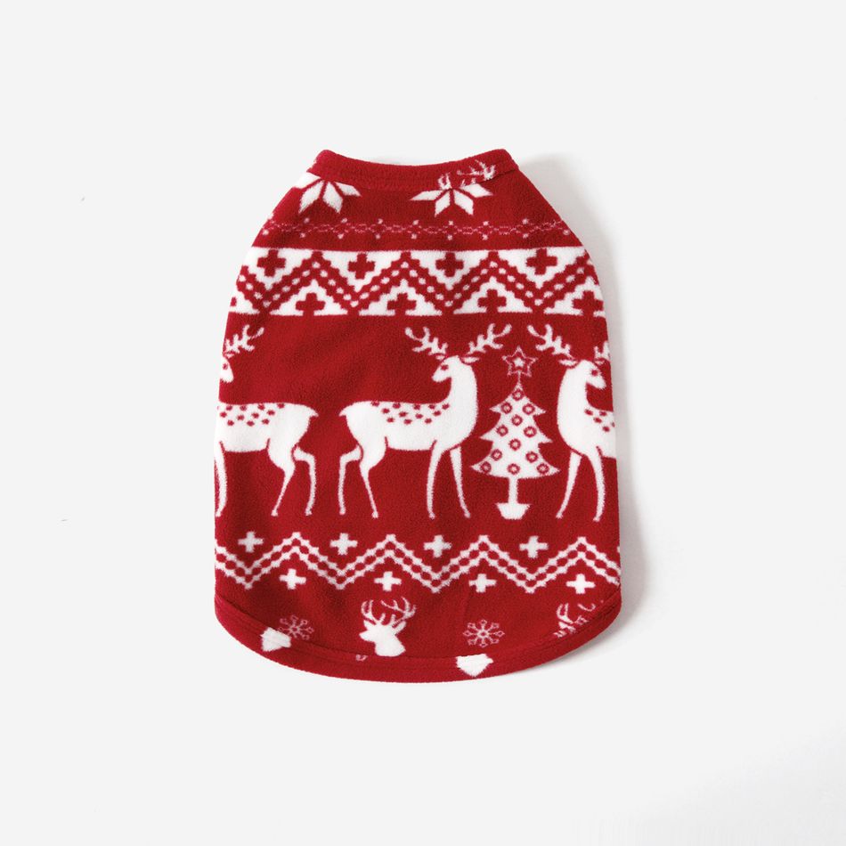Christmas Family Matching Allover Deer Print 3D Antler Hooded Long-sleeve Red Thickened Polar Fleece Zipper Onesies Pajamas (Flame Resistant) Burgundy big image 13