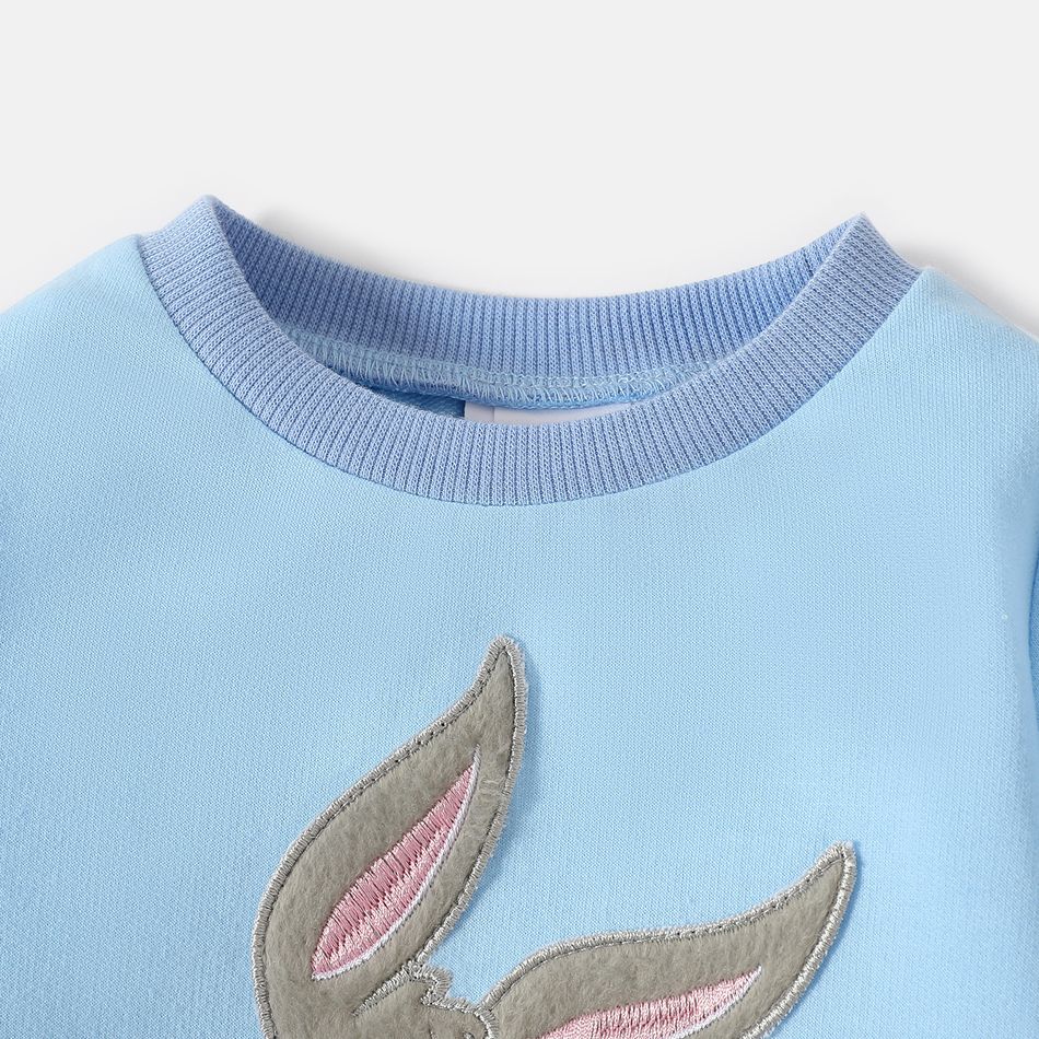 Looney Tunes Baby Boy/Girl Animal Embroidered Long-sleeve Sweatshirt/ Sweatpants/ Vest Blue grey big image 3