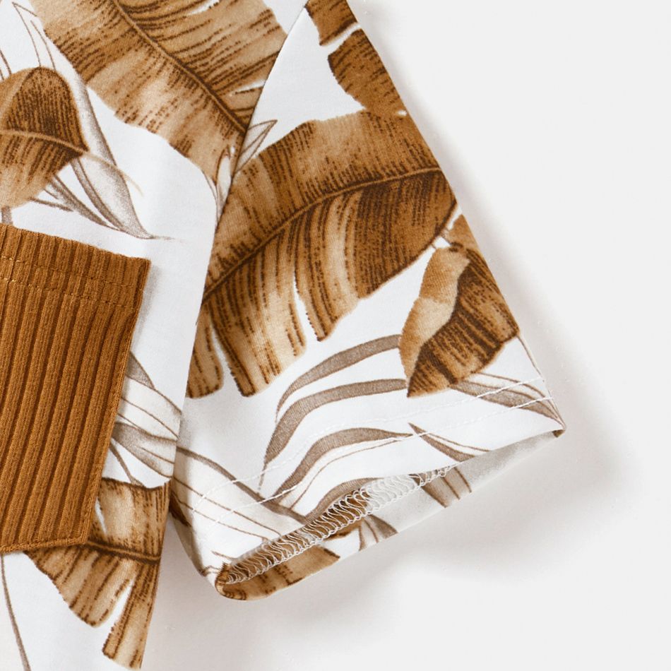 Family Matching Tawny Ribbed Spliced Allover Palm Leaf Print Midi Dresses and Short-sleeve T-shirts Sets tawny big image 18